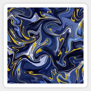 Delft Blue and Gold Silk Marble - Blue and White Liquid Paint Pattern Sticker